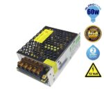 GloboStar® 05830 Μεταλλικό Τροφοδοτικό PELV για Προϊόντα LED 60W 5A - AC 220-240V σε DC 12V - IP20 M11 x Π7.6 x Υ3.5cm - 2 Years Warranty