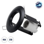 GloboStar® ALIBA 77841 Χωνευτή Στρογγυλή Μεταλλική Βάση Μπετού για Λάμπα R50 με Ντουί E14 AC 220-240V IP20 Φ9.2 x Υ9.5cm - Μαύρη - 5 Years Warranty