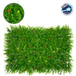 GloboStar® 78408 Artificial - Συνθετικό Τεχνητό Διακοσμητικό Πάνελ Φυλλωσιάς - Κάθετος Κήπος Καυκάσιο Πυξάρι Πολύχρωμα Λουλούδια Πράσινο Μ60 x Υ40 x Π8cm