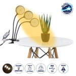 GloboStar® 79653 Grow Light Hydro Spectrum LED Φωτιστικό Ανάπτυξης Υδροπονικών Φυτών Γλάστρας με 3 Κινούμενες Κεφαλές & Βάση Clip SMD 2835 15W 160° DC 5V IP20 με Dimmer & Timer Εσωτερικού Χώρου για Κάλυψη Επιφάνειας 1m x 1m Πλήρους Φάσματος Φωτισμού