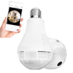 GloboStar® 76073 WIFI 2.4G IP CAMERA 2.0MP 1080P - Έξυπνη Κρυφή IP Κάμερα WiFi 1080P Fish Eye 360° 3W LED σε Σχήμα Λάμπας με Ντουί και Βάση E27 Smart Home - Image 2