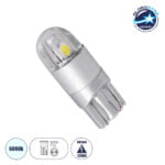 GloboStar® T10 W5W 81043 Λάμπα Αυτοκινήτου LED 2 SMD 3030 0.4W 60lm 360° DC 12-16V IP20 Φ1 x Υ2.5cm Ψυχρό Λευκό 6000K