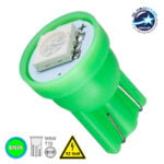 GloboStar® T10 W5W 81046 Λάμπα Αυτοκινήτου LED 1xSMD5050 0.28W 18lm 120° DC 12-16V IP20 Φ1.1 x Υ1.7cm Πράσινο