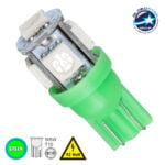 GloboStar® T10 W5W 81052 Λάμπα Αυτοκινήτου LED 5xSMD5050 1.3W 80lm 360° DC 12-16V IP20 Φ1.2 x Υ2.7cm Πράσινο