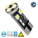 GloboStar® T10 W5W 81119 Λάμπα Αυτοκίνητου  2rd Generation Can-Bus Series LED 8 SMD 1210 2.6W 390lm 360° DC 12V IP20 Ψυχρό Λευκό 6000K