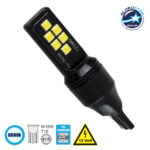 GloboStar® T10 W5W 81133 Λάμπα Αυτοκίνητου T15 - W16W 2nd Generation Can-Bus Series LED 12 SMD 3030 8W 1200lm 360° DC 12V IP20 Ψυχρό Λευκό 6000K