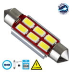 GloboStar® C5W 81316 Λάμπα Αυτοκίνητου 39mm FESTOON 2nd Generation Can-Bus Series LED 6 SMD 5630 4W 600lm 120° DC 12V IP20 Ψυχρό Λευκό 6000K