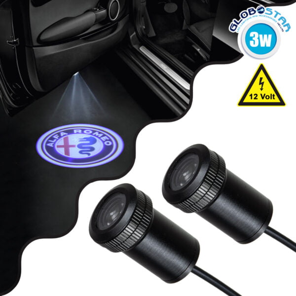 GloboStar® 81601 ALFA ROMEO Ghost Car Brand Logo Projector - Προτζέκτορας Προβολής Μάρκας Αυτοκινήτου LED CREE XHP35 3W 240lm 120° DC 12V IP20 Ψυχρό Λευκό 6000K