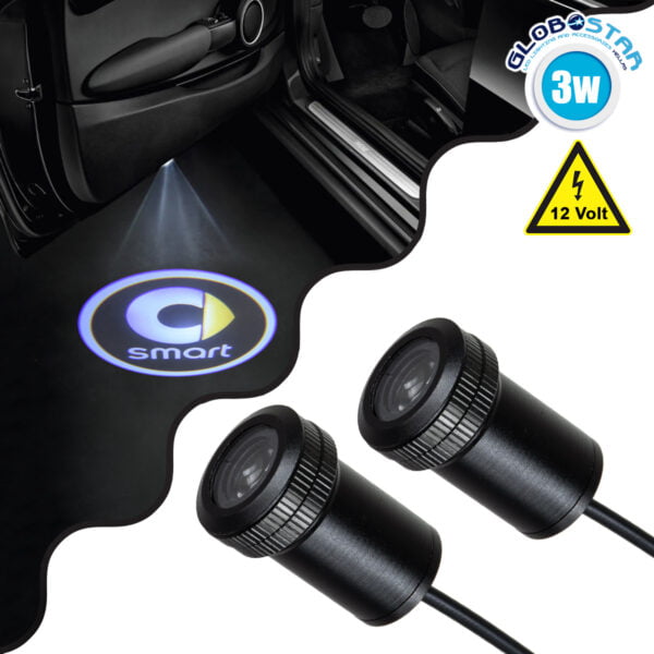 GloboStar® 81620 SMART Ghost Car Brand Logo Projector - Προτζέκτορας Προβολής Μάρκας Αυτοκινήτου LED CREE XHP35 3W 240lm 120° DC 12V IP20 Ψυχρό Λευκό 6000K