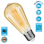 GloboStar® 99047 Λάμπα E27 ST64 Αχλάδι LED LONG FILAMENT 10W 1050 lm 320° AC 85-265V Edison Retro με Μελί Γυαλί Ultra Θερμό Λευκό 2200 K Dimmable