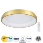 GloboStar® SALEM 61239 Πλαφονιέρα Οροφής Δαχτυλίδι-Κύκλος LED CCT 105W 12075lm 120° AC 220-240V - Εναλλαγή Φωτισμού μέσω Τηλεχειριστηρίου All In One Ψυχρό 6000k+Φυσικό 4500k+Θερμό 2700k Dimmable Φ60cm - Χρυσό Σαμπανιζέ - 3 Years Warranty - Image 2
