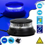 GloboStar® 85170 PRO Series Φάρος Σήμανσης Οχήματος Αστυνομίας για Αυτοκίνητα & Φορτηγά 6 Προγραμμάτων Φωτισμού STROBE LED SMD 3030 48W DC 10-30V Αδιάβροχος IP66 Μπλε