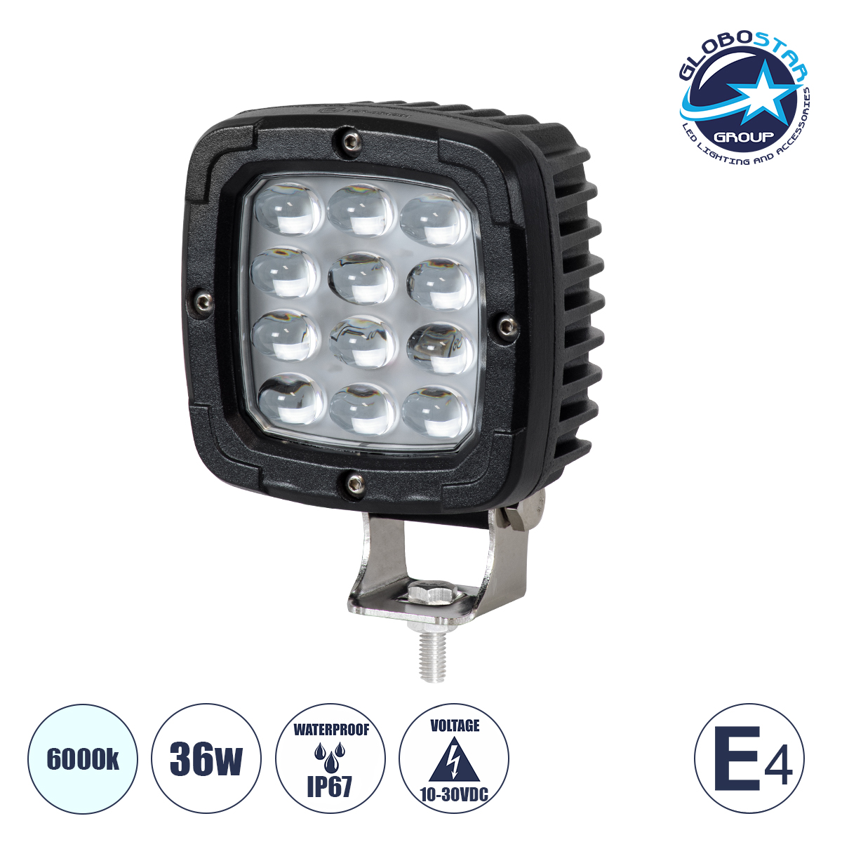 85428_1 GloboStar® 85428 E4 Mark Vehicle & Forklift Work Lights - Φώτα Εργασίας για Οχήματα Περονοφόρα - Κλάρκ LED 36W DC 10-30V Αδιάβροχο IP67 Ψυχρό Λευκό 6000K Μ12.5 x Π9.5 x Υ6.5cm - Image 1
