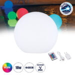 GloboStar® 85825 Ακρυλικό Φωτιστικό Μπάλα Εξωτερικού Χώρου - Πισίνας LED Globe 10W Φ40 Επαναφορτιζόμενο Μπαταρίας με Καλώδιο USB - Φορτιστή και Ασύρματο Χειριστήριο IR Αδιάβροχο IP65 Πολύχρωμο RGBW