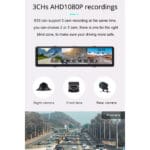 GloboStar® 86057 Καθρέπτης Αυτοκινήτου με 3 Κάμερες 3CHs AHD 1080P 170° - 4G Sim Card Slot - WiFi - GPS Navigator - Bluetooth - G Sensor - 24h Monitoring - FM Transmitter -  Νυχτερινή Όραση - Μαύρο - Image 14