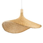 GloboStar® CUBA 01719 Boho Κρεμαστό Φωτιστικό Ανάρτηση Μονόφωτο 1 x E27 IP20 Μπεζ Ξύλο - Μ53 x Π53 x Υ30cm - Image 2