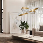 GloboStar® DIAMOND DUO 61151 Κρεμαστό Φωτιστικό Δαχτυλίδι-Κύκλος LED CCT 75W 8743lm 360° AC 220-240V - Εναλλαγή Φωτισμού μέσω Τηλεχειριστηρίου All In One Ψυχρό 6000k+Φυσικό 4500k+Θερμό 2700k Dimmable Φ40+60cm - Χρυσό Βούρτσας - 3 Years Warranty - Image 14