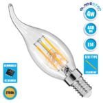 GloboStar® 99002 Λάμπα E14 C35T Κεράκι LED FILAMENT 4W 440 lm 320° AC 85-265V Φλόγα Flame Edison Retro με Διάφανο Γυαλί Θερμό Λευκό 2700 K Dimmable