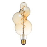 GloboStar® 99021 Λάμπα LED Soft S Spiral Filament E27 BB100 BUBBLES Γλόμπος 6W 420lm 360° AC 220-240V IP20 Φ10 x Υ24cm Ultra Θερμό Λευκό 2200K με Μελί Γυαλί - Dimmable - 3 Years Warranty - Image 2