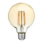 GloboStar® 99041 LED Long Filament Bulb E27 G95 Globe 12W 1080lm 360° AC 220-240V IP20 D9.5 x H13.5cm Ultra Θερμό Λευκό 2200K με Μελί Γυαλί - Dimmable - 3 Years Warranty - Image 2