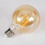 GloboStar® 99041 LED Long Filament Bulb E27 G95 Globe 12W 1080lm 360° AC 220-240V IP20 D9.5 x H13.5cm Ultra Θερμό Λευκό 2200K με Μελί Γυαλί - Dimmable - 3 Years Warranty - Image 4