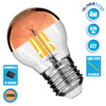 GloboStar® 99110 Λάμπα E27 G45 Γλομπάκι με Ανεστραμμένο Χάλκινο Καθρέπτη LED FILAMENT 4W 420 lm 320° AC 85-265V Edison Retro με Διάφανο-Χάκλινο Γυαλί Ultra Θερμό Λευκό 2200 K Dimmable