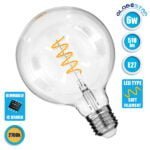 GloboStar® 99137 Λάμπα E27 G125 Γλόμπος LED SOFT SPIRAL FILAMENT 6W 510 lm 320° AC 85-265V Edison Retro με Διάφανο Γυαλί Θερμό Λευκό 2700 K Dimmable
