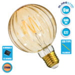 GloboStar® 99162 Λάμπα E27 W90 Watermelon LED FILAMENT 6W 560 lm 320° AC 85-265V Edison Retro με Μελί Γυαλί Ultra Θερμό Λευκό 2200 K Dimmable