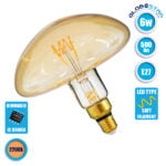 GloboStar® 99173 Λάμπα E27 MR200 Mushroom LED SOFT SPIRAL FILAMENT 6W 500 lm 320° AC 85-265V Edison Retro με Μελί Γυαλί Ultra Θερμό Λευκό 2200 K Dimmable