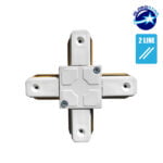 Μονοφασικός Connector 2 Καλωδίων Συνδεσμολογίας Cross (+) για Λευκή Ράγα Οροφής GloboStar 93028