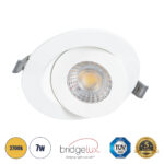 GloboStar® LEXIS JOINT 60991 Χωνευτό LED Κινούμενο Spot Downlight 7W 660lm 45° AC 220-240V IP44 Φ12cm x Υ3.1cm - Στρόγγυλο - Λευκό - Θερμό Λευκό 2700K - Bridgelux Chip - TÜV Certified Driver - 5 Years Warranty - Image 2