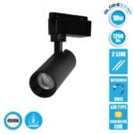 Μονοφασικό Bridgelux COB LED Μάυρο Φωτιστικό Σποτ Ράγας 10W 230V 1250lm 30° Φυσικό Λευκό 4500k GloboStar 93094
