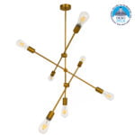 GloboStar® ESTHER 00993 Μοντέρνο Φωτιστικό Οροφής Πλέγμα Πολύφωτο 7 x E27 IP20 Χρυσό Μέταλλο - Μ75 x Π75 x Υ88cm