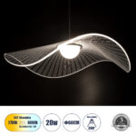 GloboStar® ACRYLICA 60975 Κρεμαστό Φωτιστικό Οροφής Design LED CCT 20W 2240lm 360° AC 220-240V - Εναλλαγή Φωτισμού μέσω Διακόπτη On/Off All In One Ψυχρό 6000k+Φυσικό 4500k+Θερμό 2700k Φ60cm - Μαύρο με Διάφανο Laser Designed Plexiglass - 3 Years Warranty - Image 2
