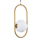 GloboStar® HAMBURG 00590 Μοντέρνο Κρεμαστό Φωτιστικό Μπάλα Μονόφωτο 1 x G9 Χρυσό Μέταλλο με Λευκό Γυαλί - Μ20 x Π15 x Υ40cm - Image 2