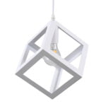 GloboStar® CUBE 00802 Μοντέρνο Κρεμαστό Φωτιστικό Πλέγμα Μονόφωτο 1 x E27 IP20 Λευκό Μέταλλο - Μ25 x Π25 x Υ25cm - Image 2