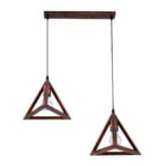 GloboStar® TRIANGLE 00613 Μοντέρνο Κρεμαστό Φωτιστικό Ράγα Δίφωτο 2 x E27 IP20 Χάλκινο Μέταλλο - Μ60 x Π22 x Y130cm - Image 2