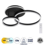 GloboStar® VENOM 61120 Φωτιστικό Οροφής Δαχτυλίδι-Κύκλος LED CCT 67W 8107lm 360° AC 220-240V - Εναλλαγή Φωτισμού μέσω Τηλεχειριστηρίου All In One Ψυχρό 6000k+Φυσικό 4500k+Θερμό 2700k Dimmable Φ25+40cm+BackLight - Μαύρο - 3 Years Warranty - Image 2
