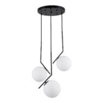 GloboStar® MONROE 00952 Μοντέρνο Κρεμαστό Φωτιστικό Μπάλα Τρίφωτο 3 x E27 IP20 Μαύρο Μέταλλο με Λευκό Γυαλί - Μ60 x Π60 x Υ50cm - Image 2