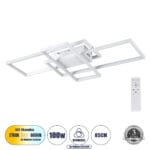 GloboStar® QUADRA 61386 Φωτιστικό Οροφής Design LED CCT 100W 12000lm 120° AC 220-240V - Εναλλαγή Φωτισμού μέσω Τηλεχειριστηρίου All In One Ψυχρό 6000k+Φυσικό 4500k+Θερμό 2700k Dimmable Μ85 x Π45 x Υ9cm - Λευκό - 3 Years Warranty - Image 2