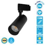 Μονοφασικό Bridgelux COB LED Μάυρο Φωτιστικό Σποτ Ράγας 20W 230V 2400lm 30° Θερμό Λευκό 3000k GloboStar 93102