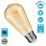 GloboStar® 99141 Λάμπα E27 ST64 Αχλάδι LED SOFT T SPIRAL FILAMENT 6W 490 lm 320° AC 85-265V Edison Retro με Μελί Γυαλί Ultra Θερμό Λευκό 2200 K Dimmable