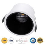 GloboStar® PLUTO-B 60259 Χωνευτό LED Spot Downlight TrimLess Φ10.4cm 15W 1875lm 38° AC 220-240V IP20 Φ10.4 x Υ6.5cm - Στρόγγυλο - Λευκό με Μαύρο Κάτοπτρο & Anti-Glare HoneyComb - Θερμό Λευκό 2700K - Bridgelux COB - 5 Years Warranty - Image 2