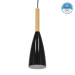 GloboStar® DILLON 00877 Μοντέρνο Κρεμαστό Φωτιστικό Καμπάνα Μονόφωτο 1 x E27 IP20 Μαύρο Μέταλλο - Μ11 x Π11 x Υ36cm