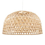 GloboStar® MANGEA 00717 Boho Κρεμαστό Φωτιστικό Πλέγμα Μονόφωτο 1 x E27 IP20 Μπεζ Ξύλο - Μ100 x Π100 x Υ59cm - Image 2