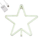 GloboStar® 78584 Φωτιστικό Ταμπέλα Φωτεινή Επιγραφή NEON LED Σήμανσης STAR 5W με Καλώδιο Τροφοδοσίας USB - Μπαταρίας 3xAAA (Δεν Περιλαμβάνονται) - Ψυχρό Λευκό 6000K - Image 2