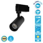 Μονοφασικό Bridgelux COB LED Μάυρο Φωτιστικό Σποτ Ράγας 10W 230V 1200lm 30° Θερμό Λευκό 3000k GloboStar 93093