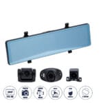 GloboStar® 86057 Καθρέπτης Αυτοκινήτου με 3 Κάμερες 3CHs AHD 1080P 170° - 4G Sim Card Slot - WiFi - GPS Navigator - Bluetooth - G Sensor - 24h Monitoring - FM Transmitter -  Νυχτερινή Όραση - Μαύρο - Image 2