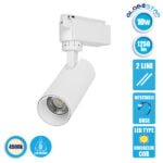 Μονοφασικό Bridgelux COB LED Λευκό Φωτιστικό Σποτ Ράγας 10W 230V 1250lm 30° Φυσικό Λευκό 4500k GloboStar 93091