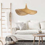 GloboStar® CUBA 01719 Boho Κρεμαστό Φωτιστικό Ανάρτηση Μονόφωτο 1 x E27 IP20 Μπεζ Ξύλο - Μ53 x Π53 x Υ30cm - Image 13